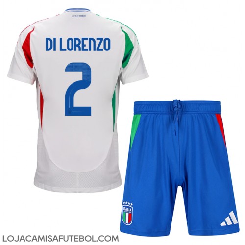 Camisa de Futebol Itália Giovanni Di Lorenzo #2 Equipamento Secundário Infantil Europeu 2024 Manga Curta (+ Calças curtas)